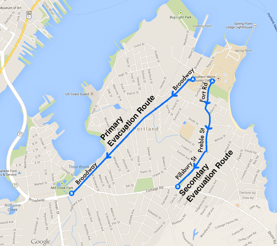 South Portland Evacuation Map
